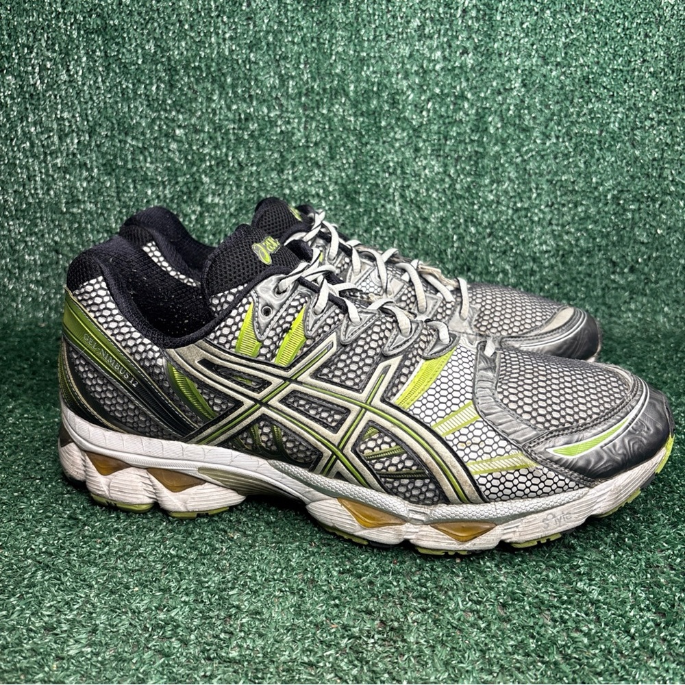 Asics Gel-Nimbus 12 Vintage Running Shoes Silver Green T045N Mens Size 13